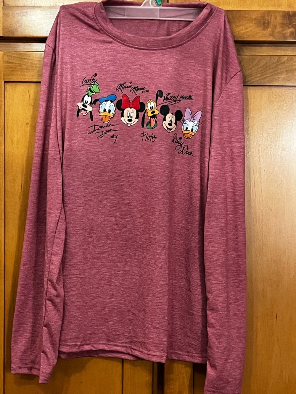 Disney Characters Long Sleeve Tee - Dusty Rose Size Large